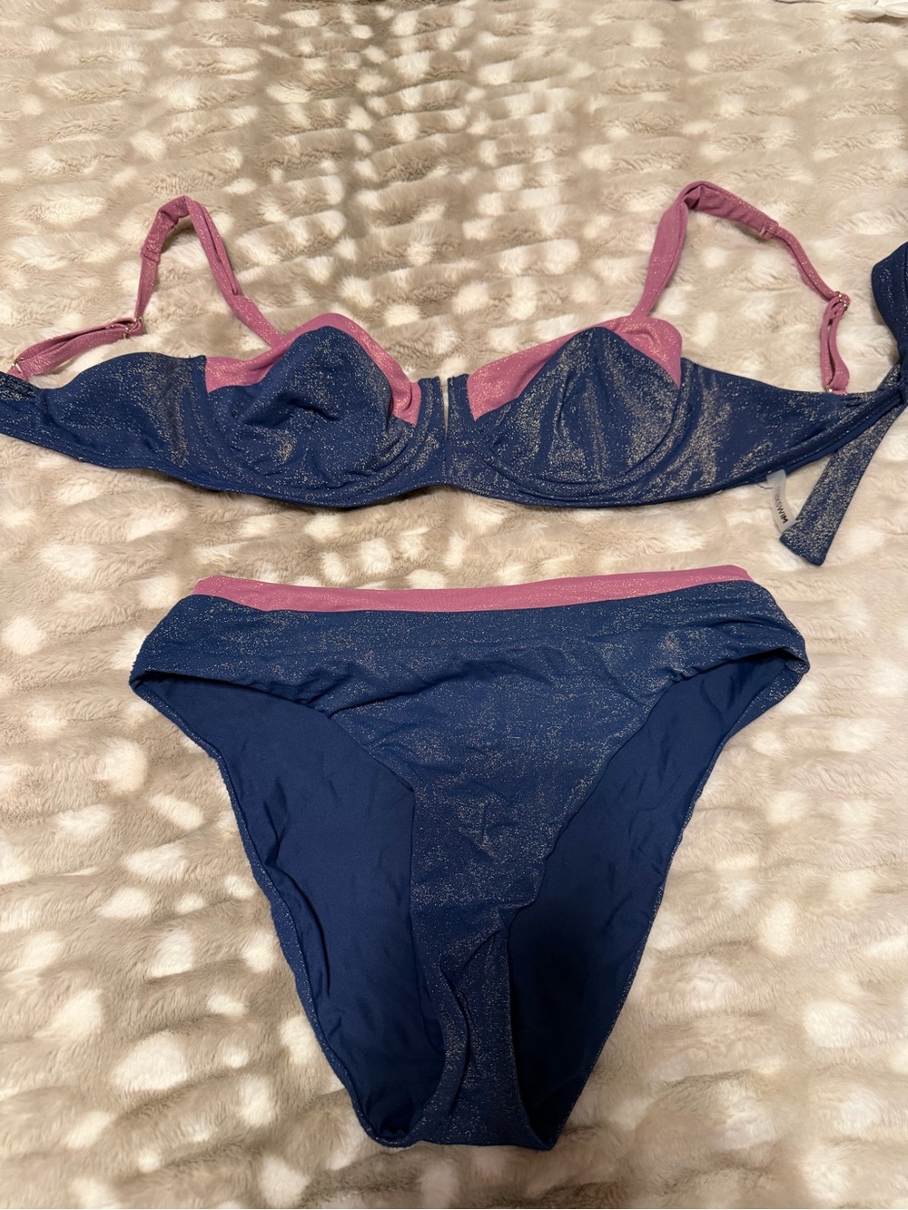 Sparkle Navy Bikini Set with Pink Accent